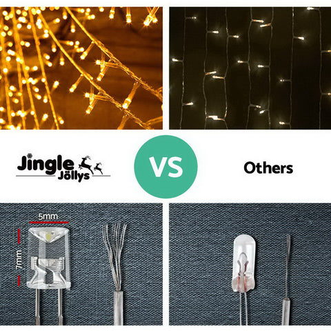 Jingle Jollys 500 LED Christmas Icicle Lights 20M Fairy String Party Wedding Garden Warm White